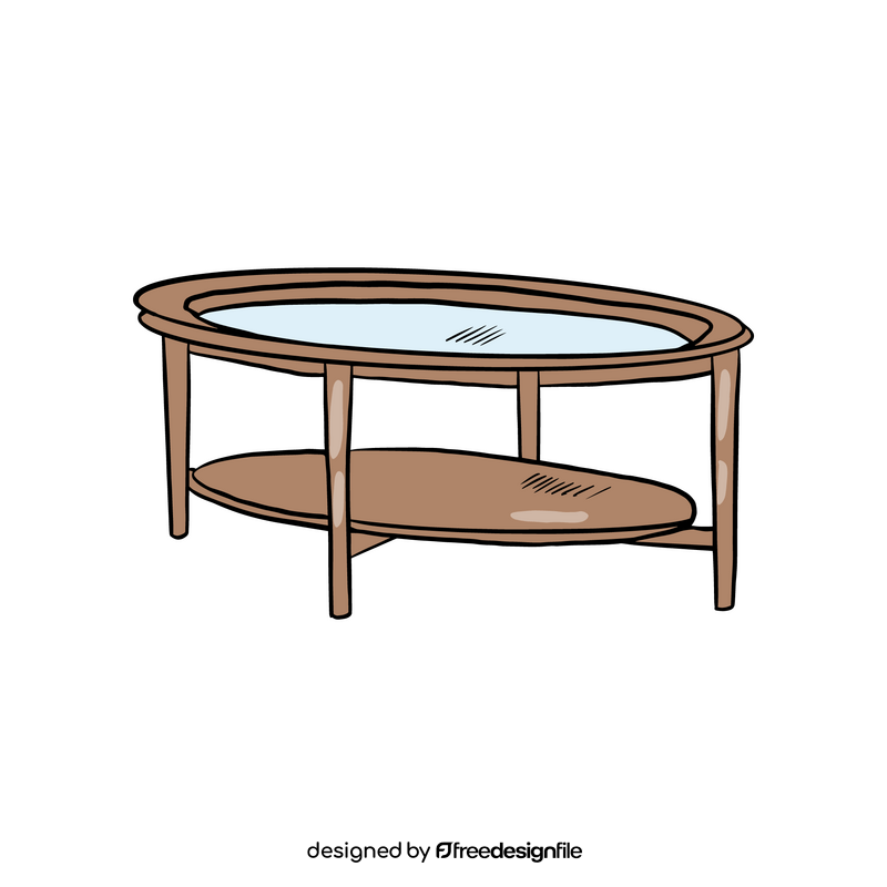 Glass Top Oval Coffee Table clipart