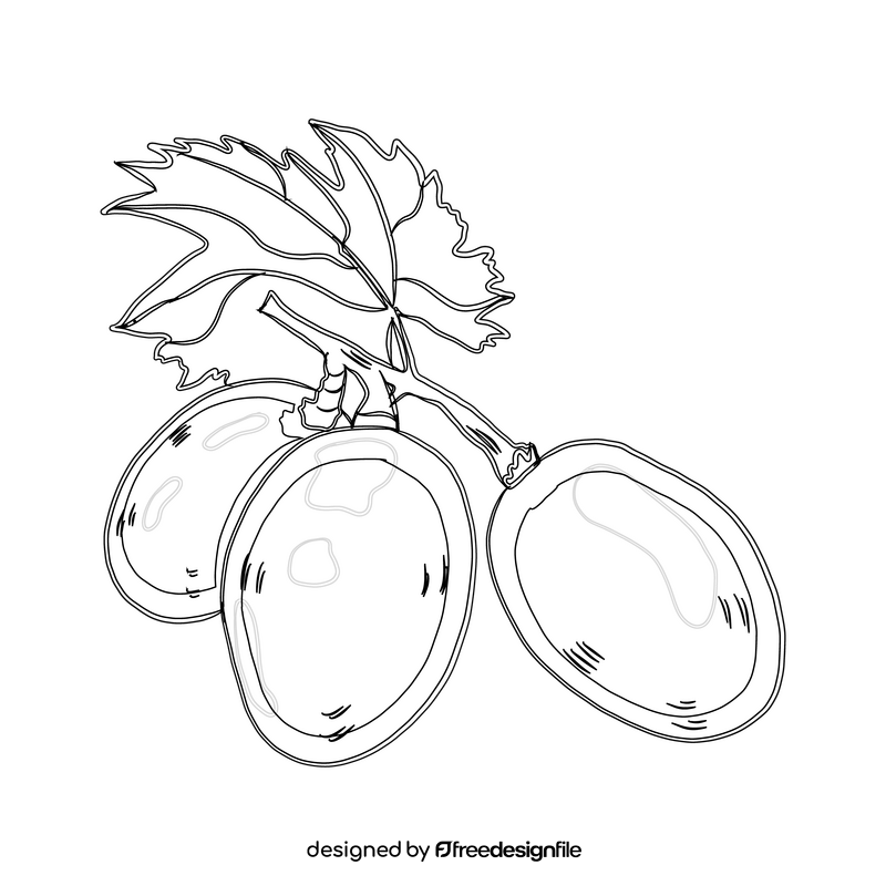 Grape Bunch black and white clipart