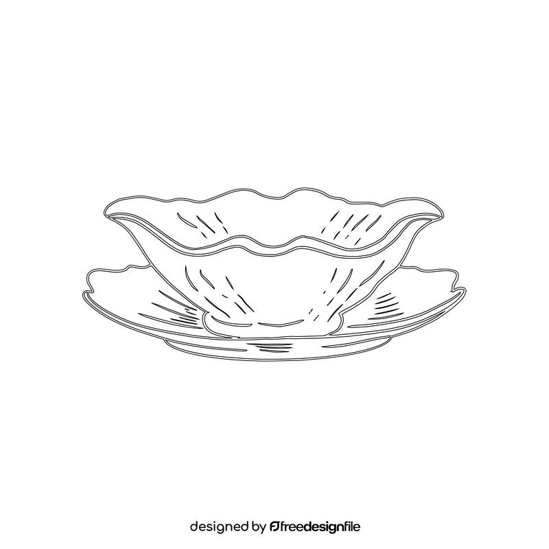 Bernadotte Gravy boat black and white clipart