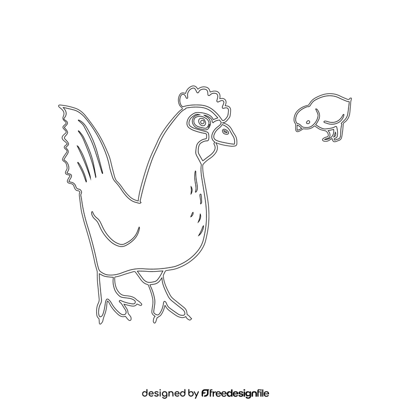 Chicken black and white clipart