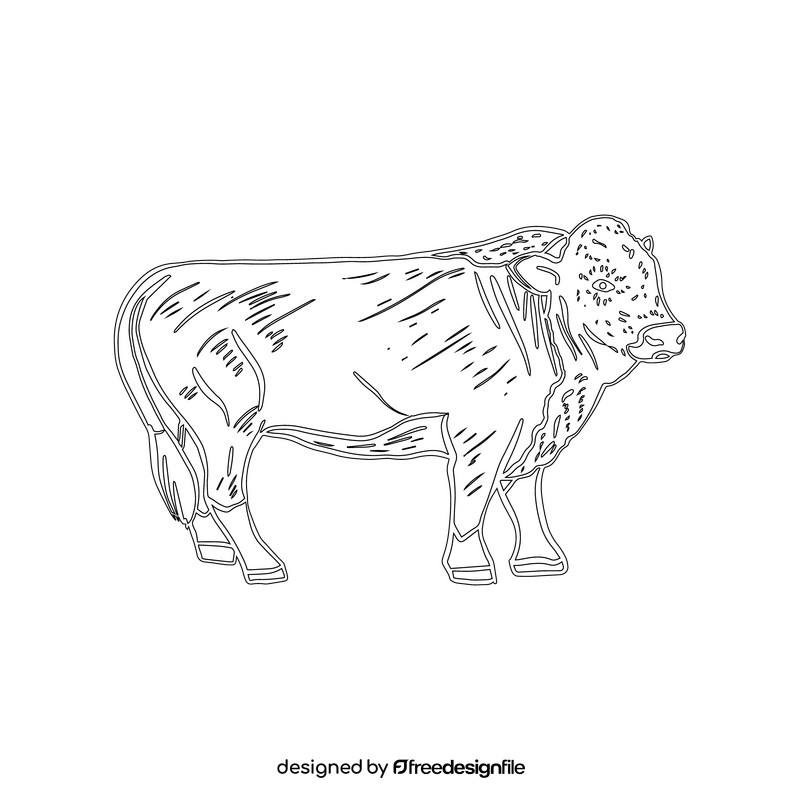 Cow black and white clipart