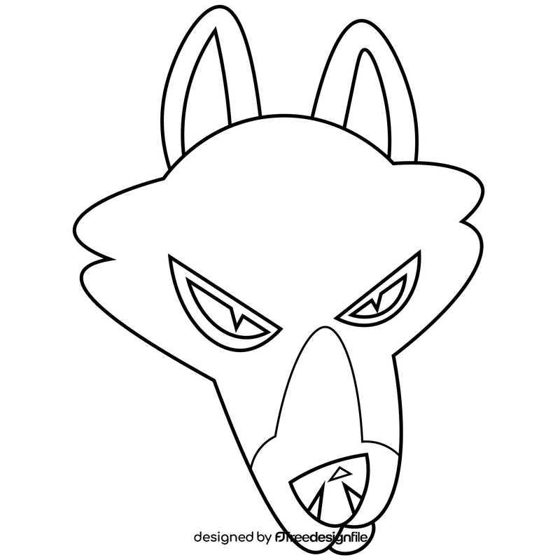 Cartooon wolf angry black and white clipart