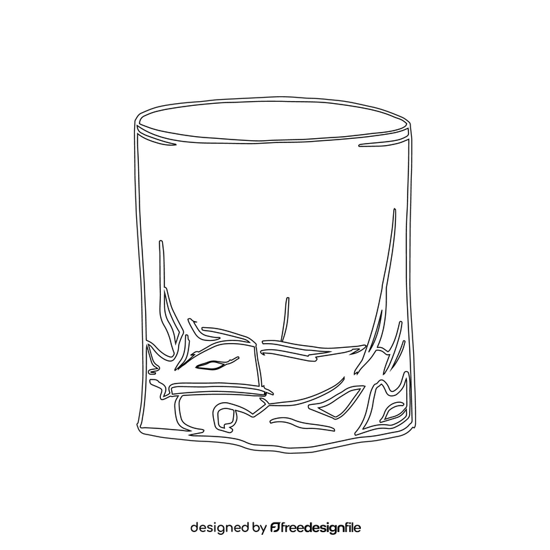 Old Fashioned Glass black and white clipart