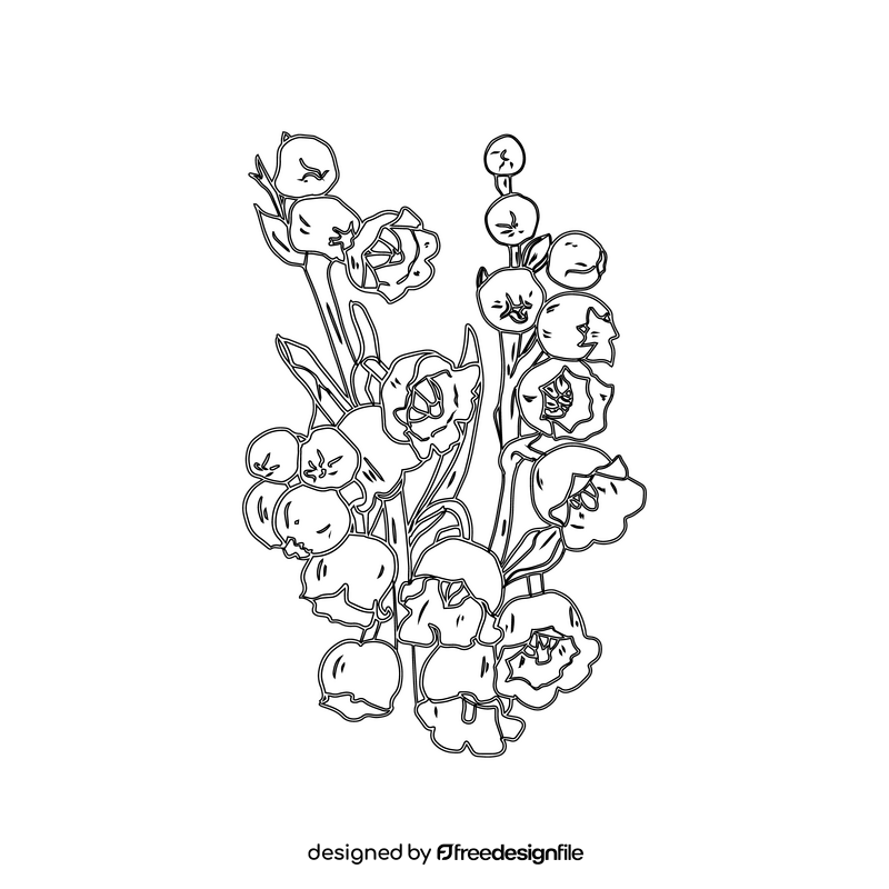 Lily of the Valley black and white clipart
