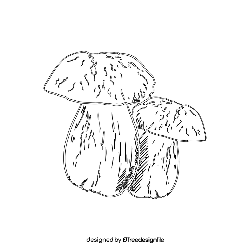 Porcini Mushroom black and white clipart