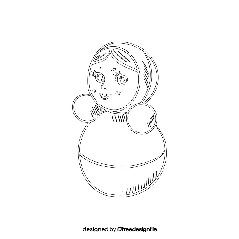 Matryoshka Russian Nesting Dolls black and white clipart