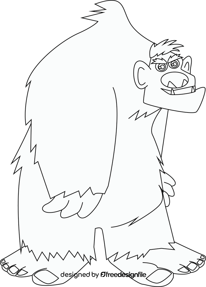 Bigfoot black and white clipart