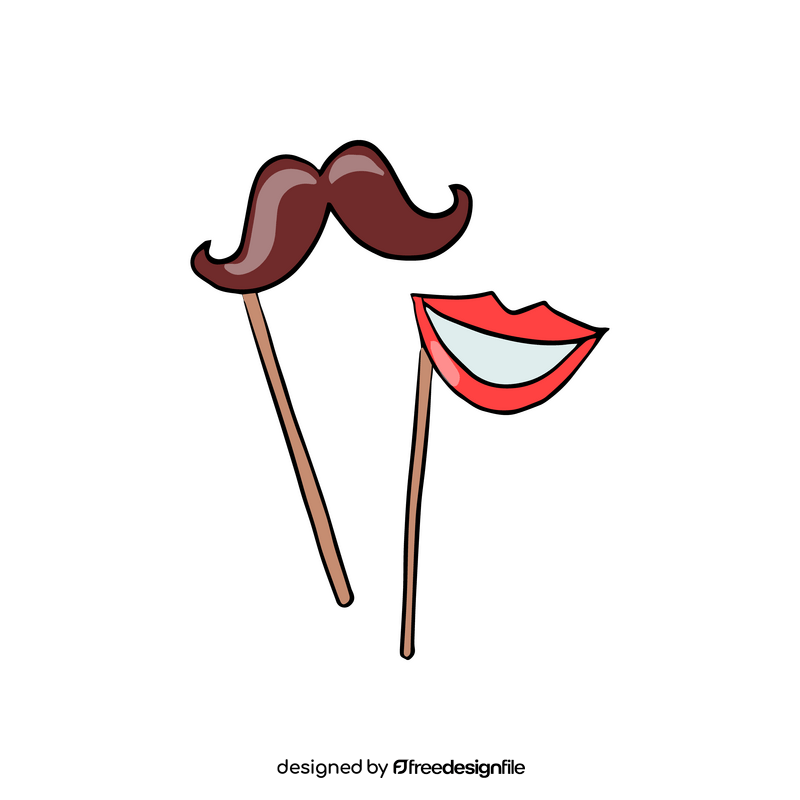 Mustache and Lips on a Stick clipart