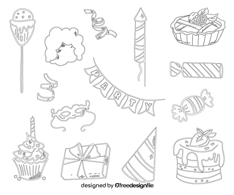 Party Set black and white vector
