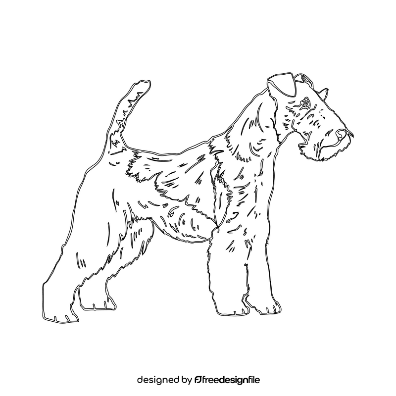 Airedale Terrier black and white clipart