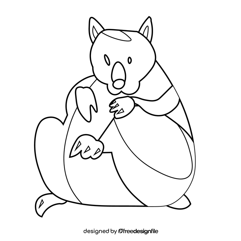Cartoon wombat funny black and white clipart