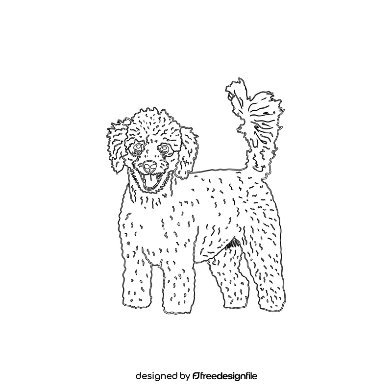 Poodle black and white clipart