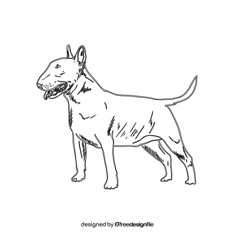 Bull Terrier Dog black and white clipart vector free download