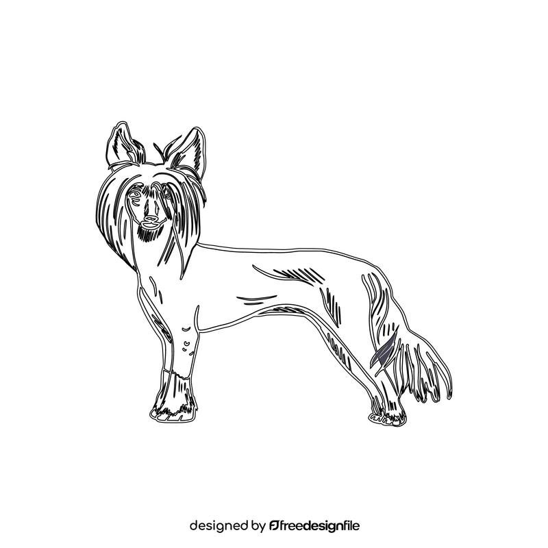 Chinese Crested Dog black and white clipart