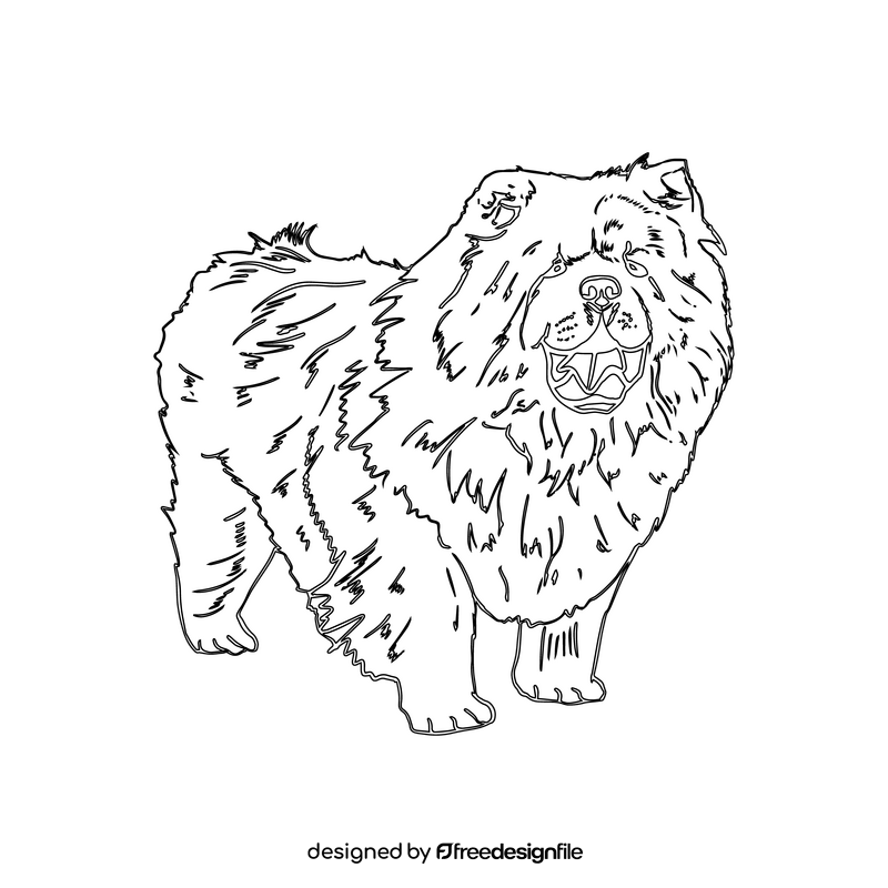 Chow Chow black and white clipart