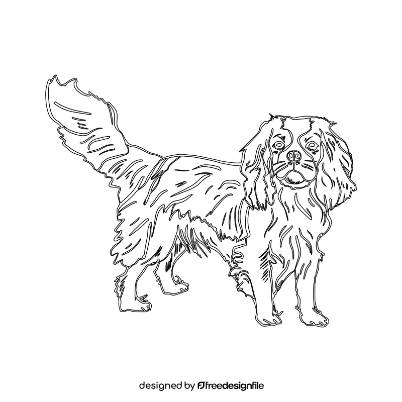 Cocker Spaniel black and white clipart