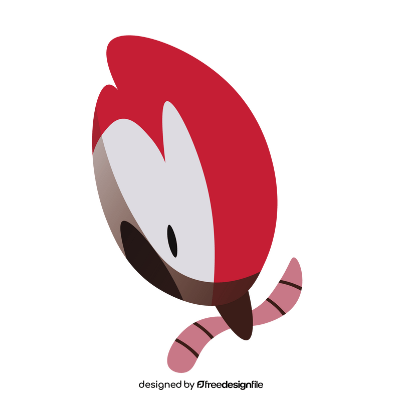Woodpecker eating worm clipart