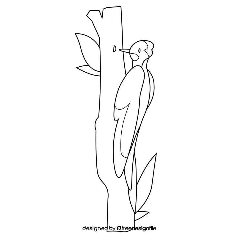 Woodpecker wood black and white clipart
