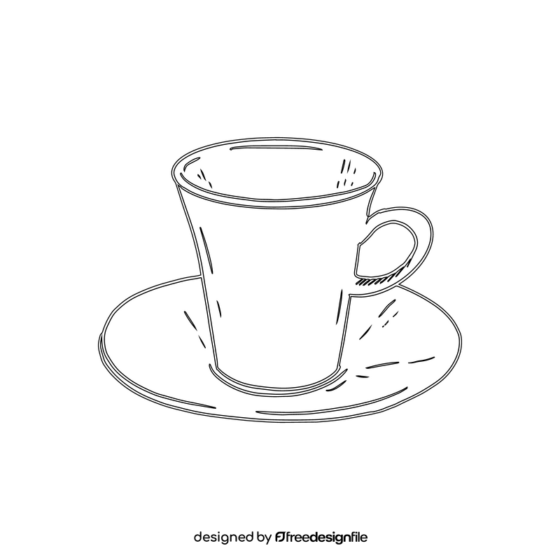 Ceramic Cup and Plate black and white clipart