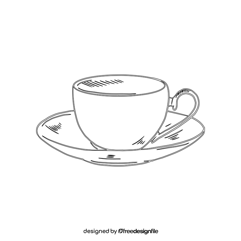 Cup and Plate black and white clipart