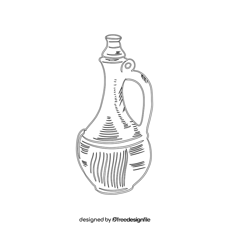 Pottery Decanter black and white clipart