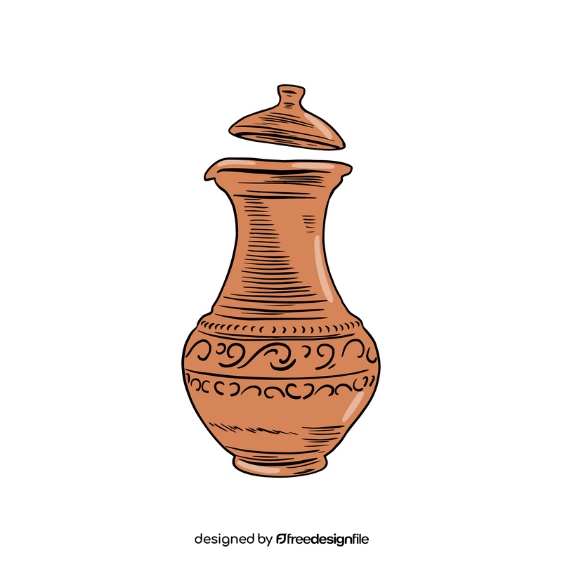 Pottery Decanter with Lid clipart