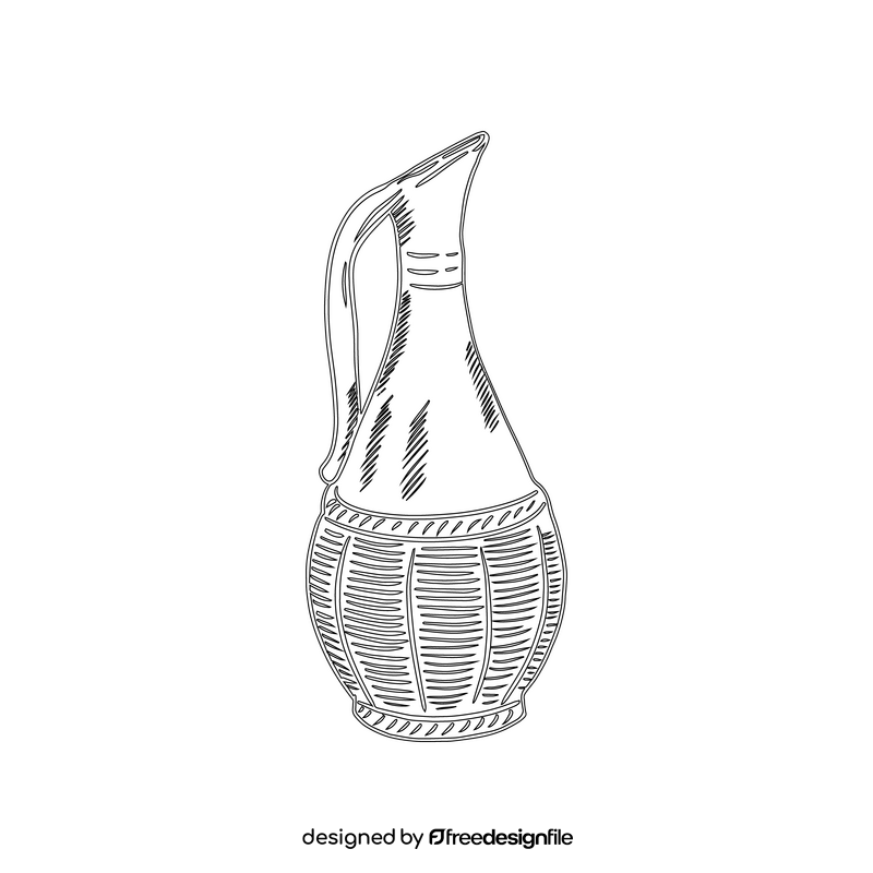 Decorative Pottery Decanter black and white clipart