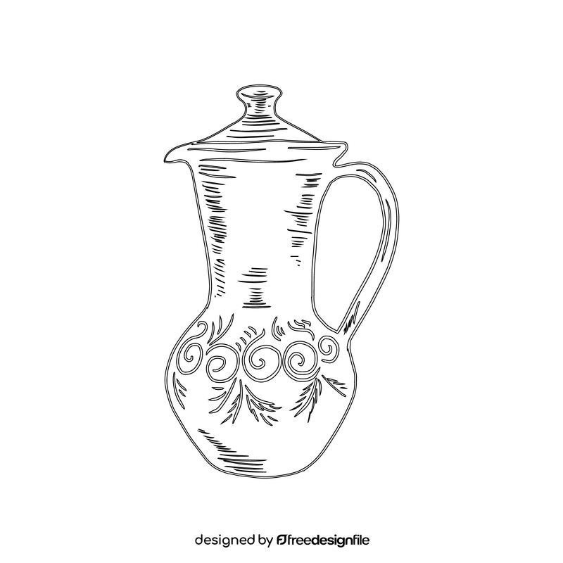 Decorative Pottery Decanter black and white clipart