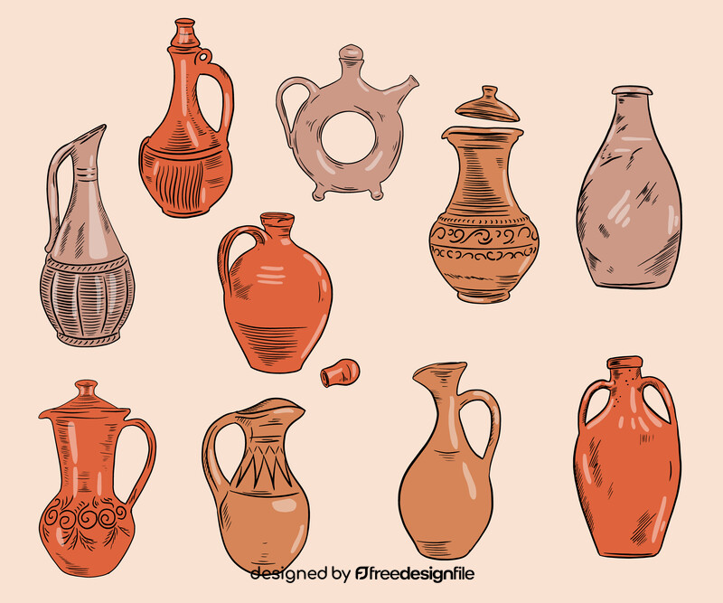 Pottery Decanters vector