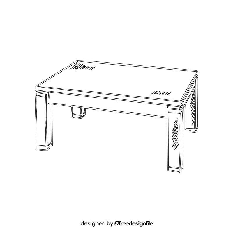 Simple Rectangle Coffee Table black and white clipart