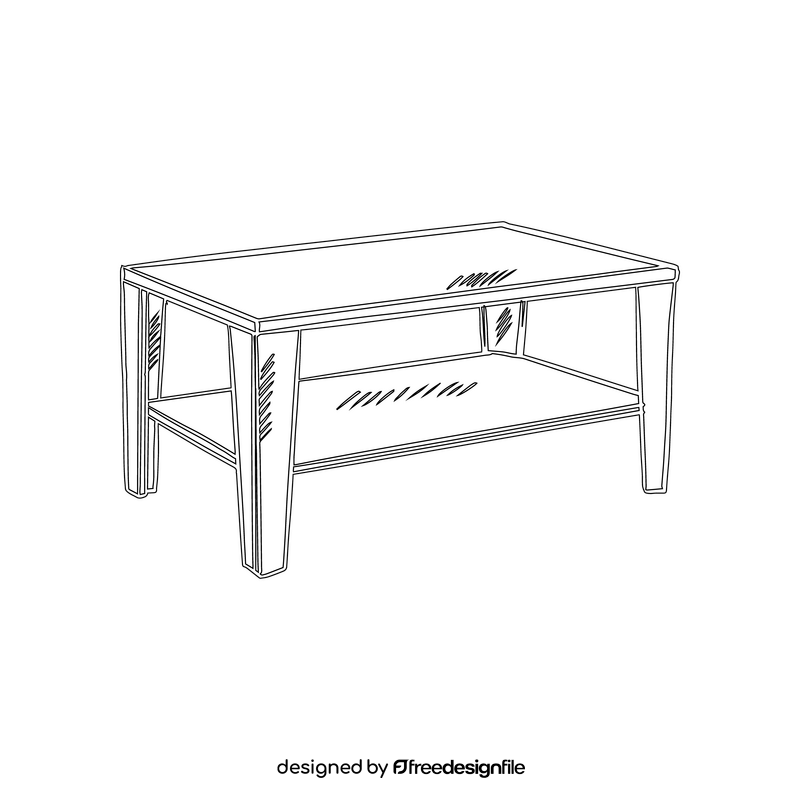 Rustic Coffee Table black and white clipart