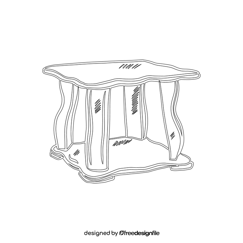 Wooden Square Coffee Table black and white clipart