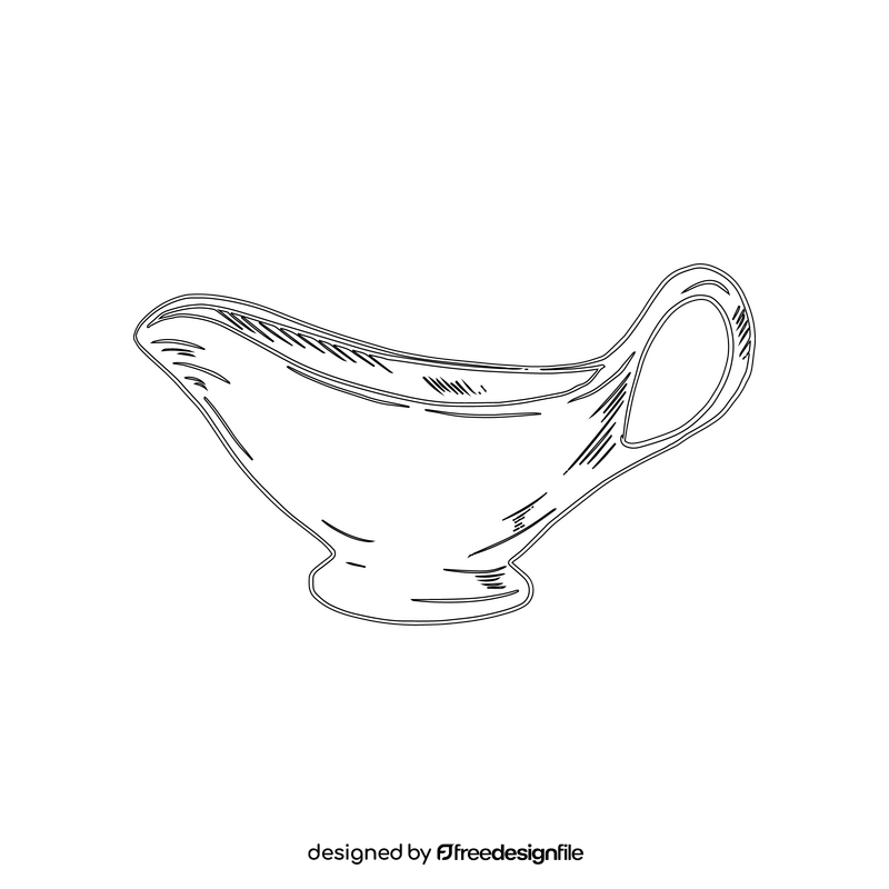 Ceramic Sauce Boat black and white clipart