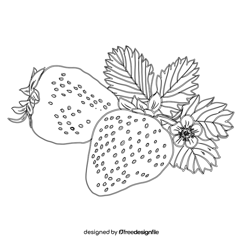 Strawberry black and white clipart