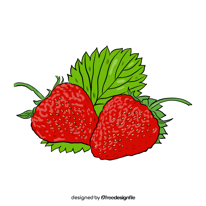 Two Strawberries with Leaves clipart