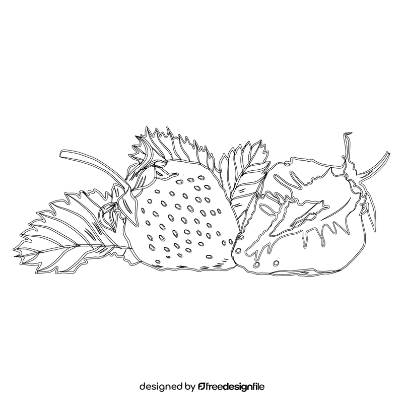 Whole and a Half of a Strawberry black and white clipart