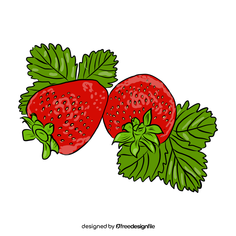 Strawberries with Green Leaves clipart