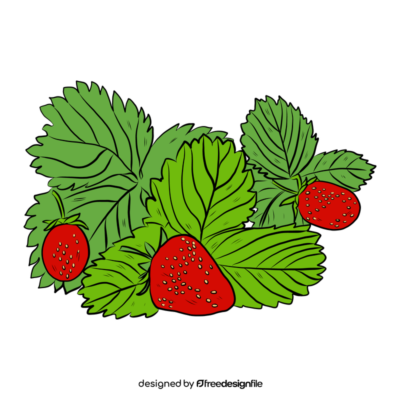 Strawberries with Green Leaves clipart