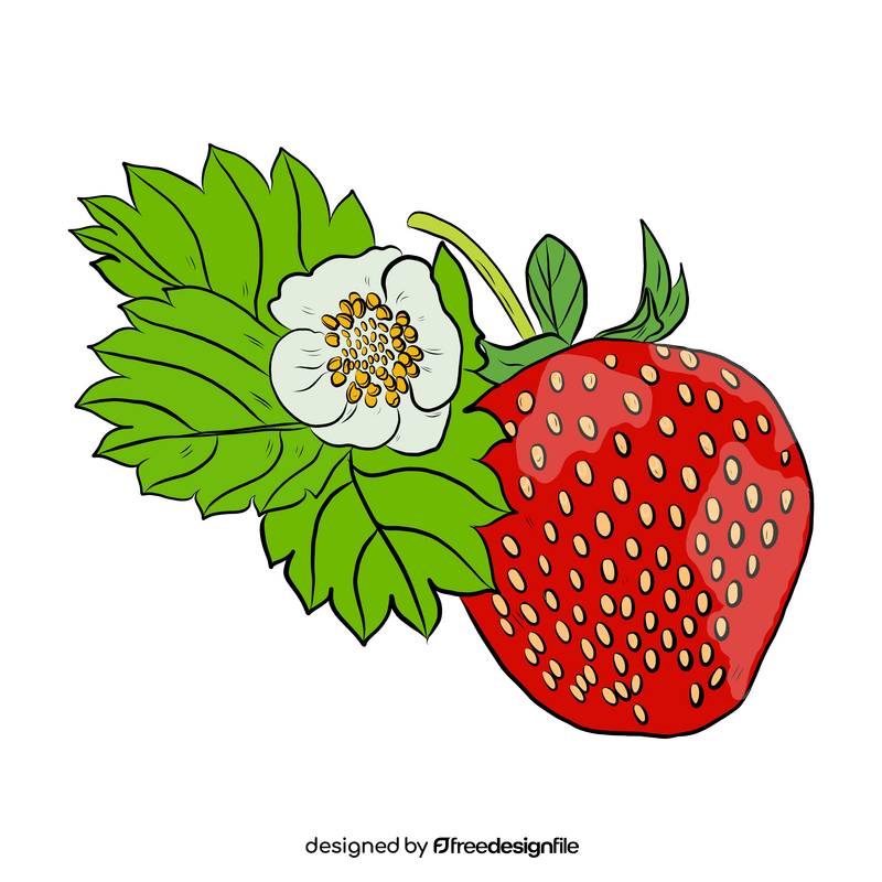 Strawberry with Leaves clipart
