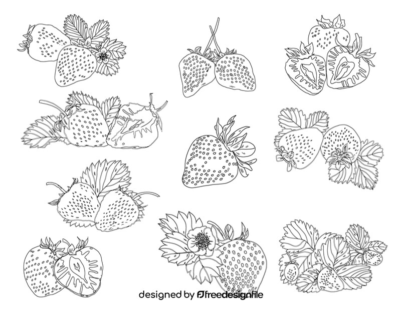 Strawberry black and white vector