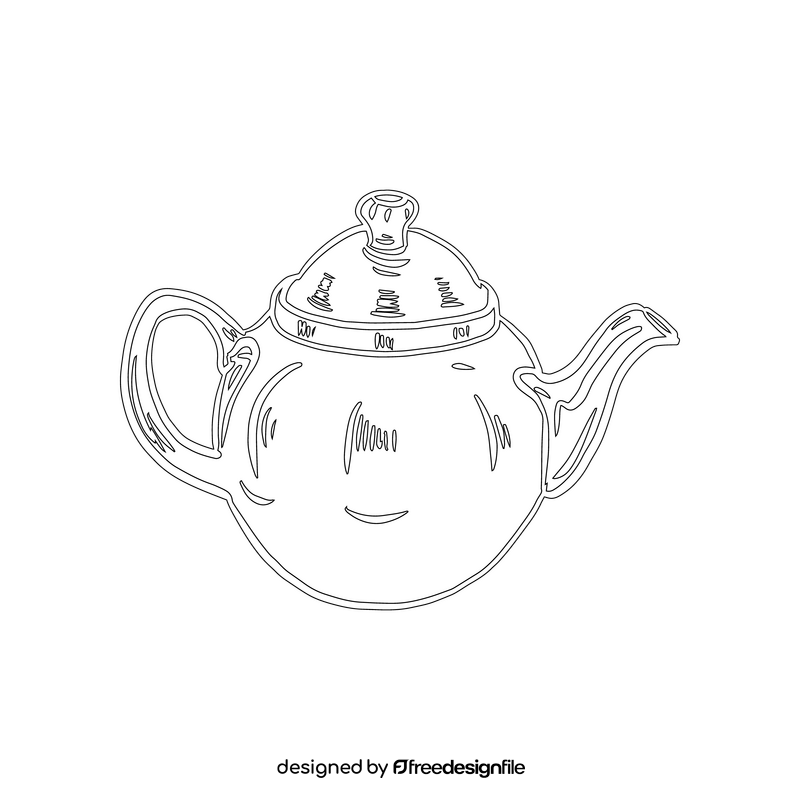 Clay Teapot black and white clipart