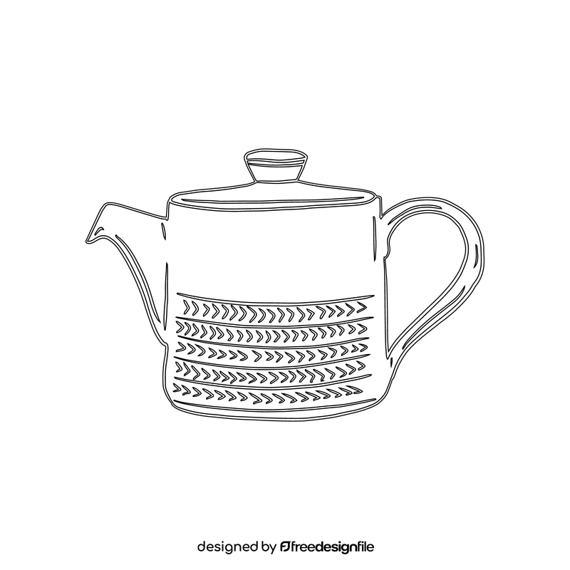 Clay Teapot black and white clipart