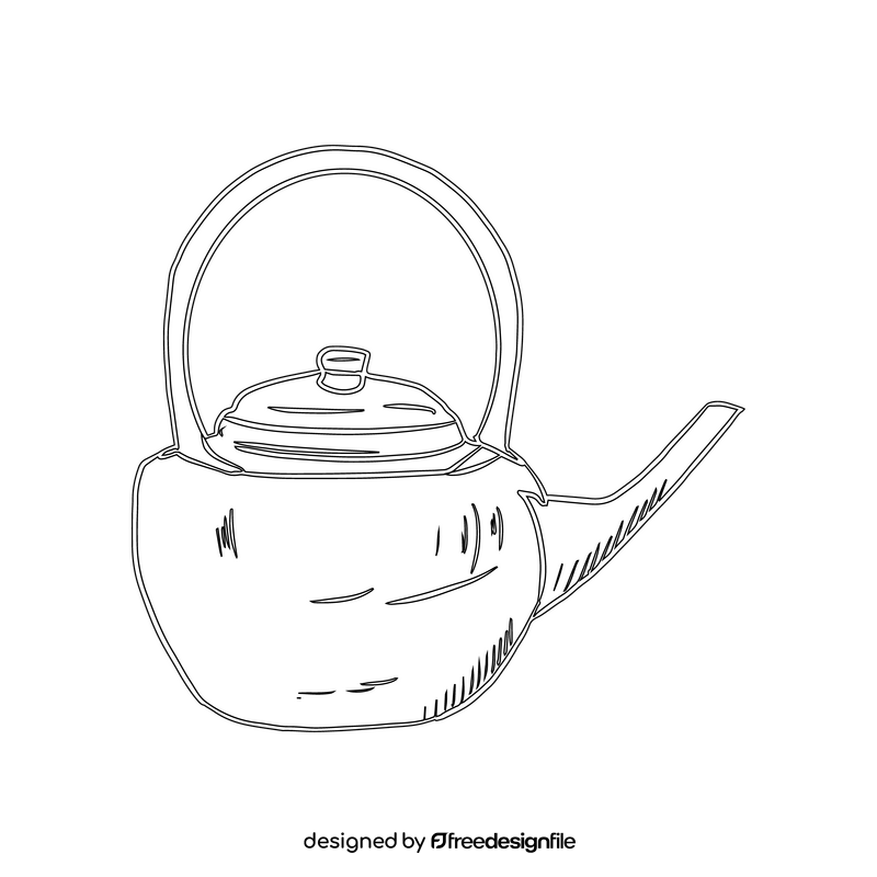 Teapot black and white clipart