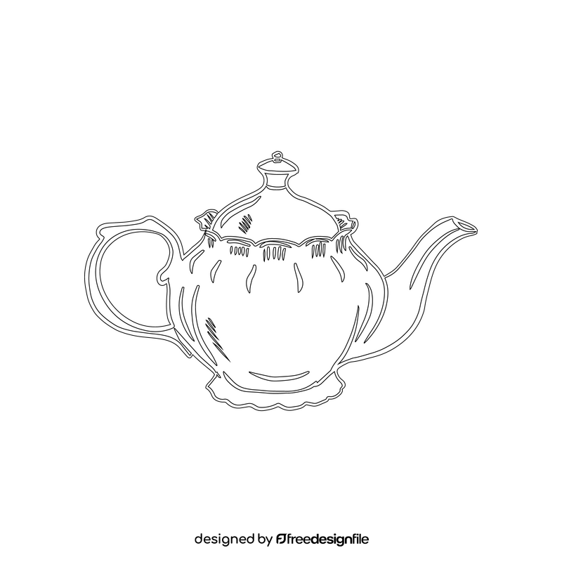 Classic Teapot black and white clipart