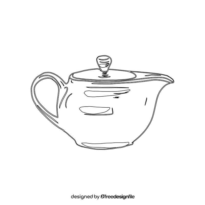 Teapot black and white clipart