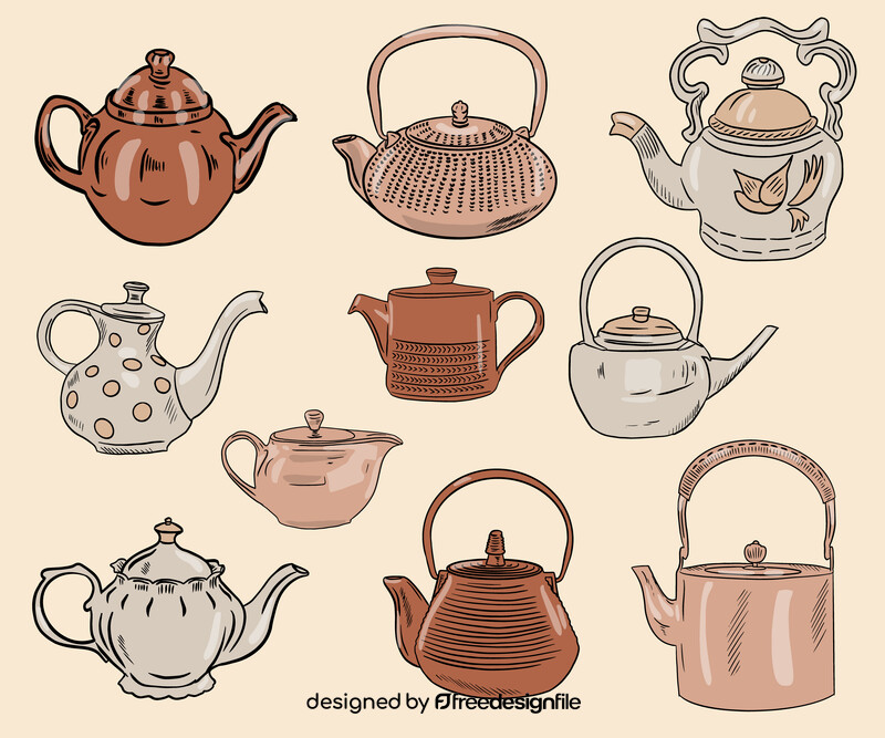 Teapots vector