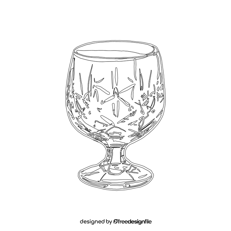 Crystal Snifter Wine Glass black and white clipart