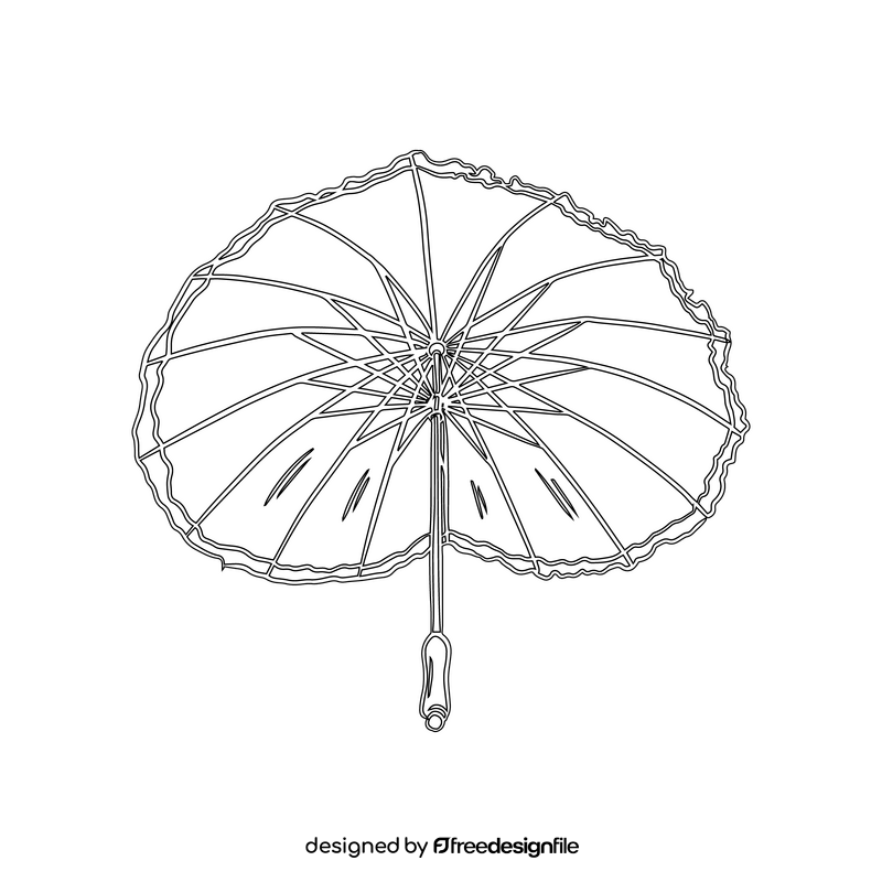 Heart Shaped Umbrella black and white clipart