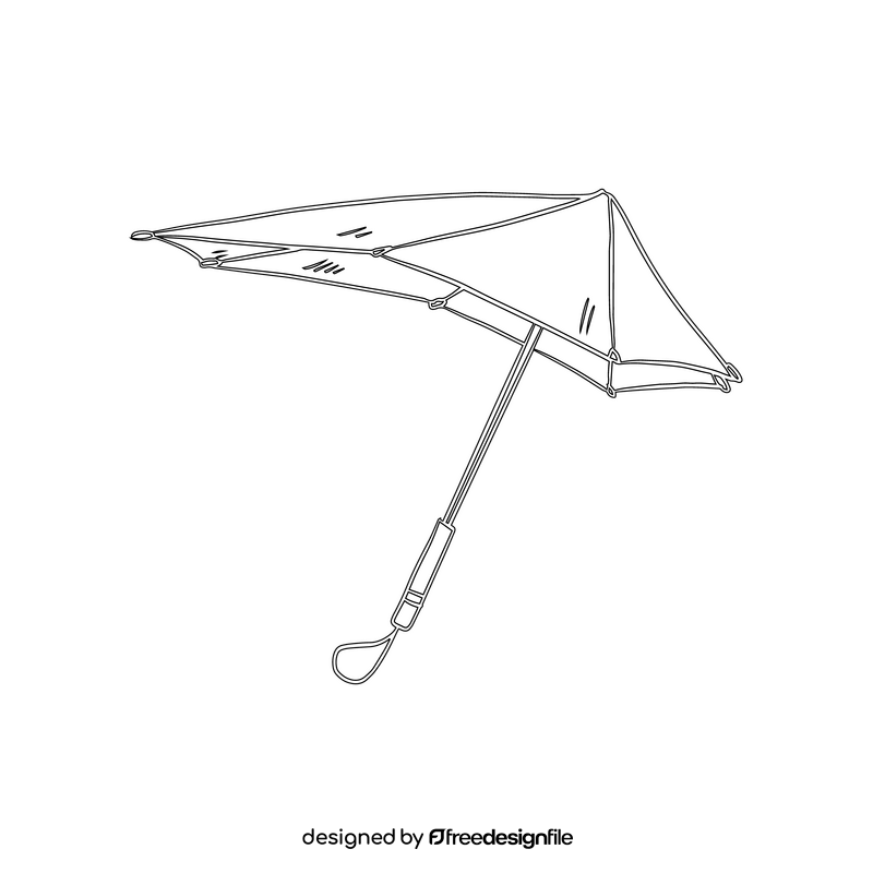 Windproof Umbrella black and white clipart