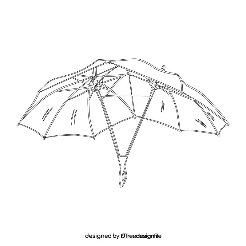 Double Umbrella black and white clipart